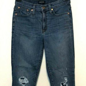 J. Crew " High Rise Toothpick Medium Wash Distressed Denim Jeans